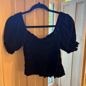 Black puff sleeve top